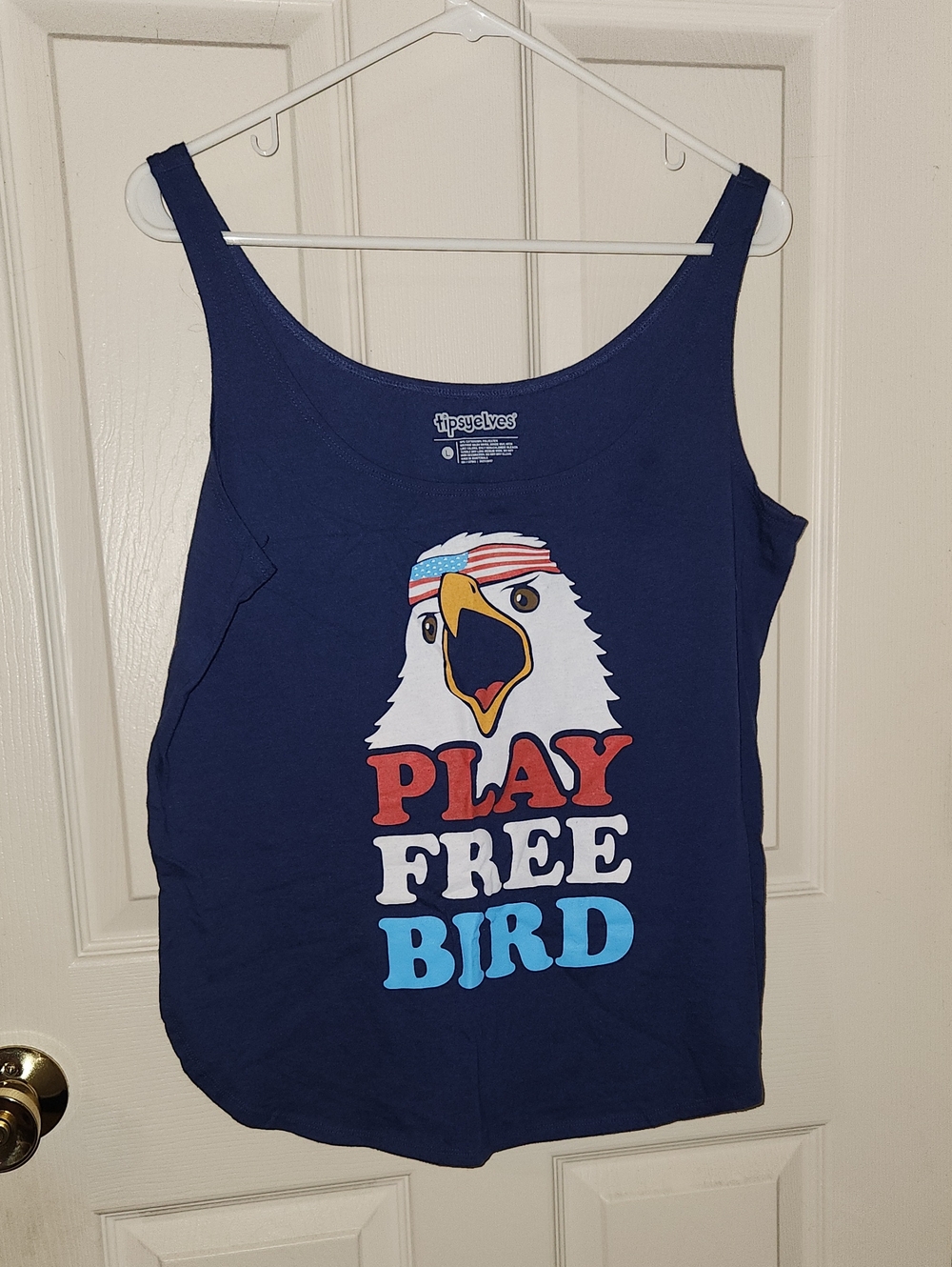 Tipsy Elves Navy Tank Top with Patriotic Eagle Graphic